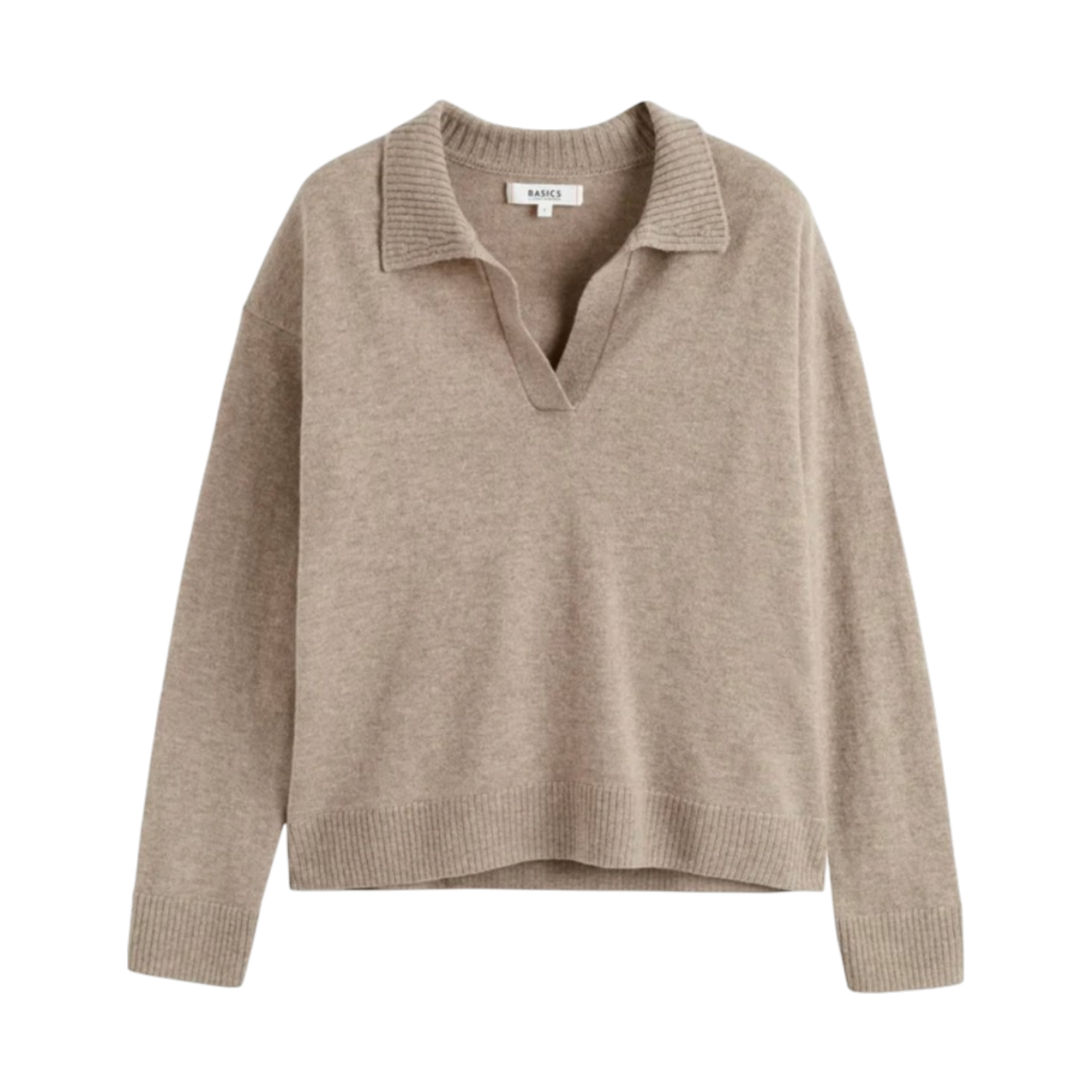 Chinti & Parker Wool Cashmere Oat Polo Collar Sweater