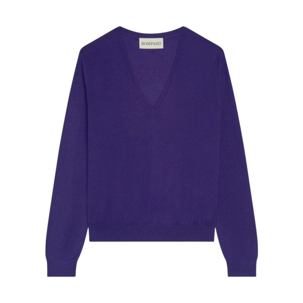 Eric Bompard Cashmere V-Neck Sweater in Ultraviolet Purple