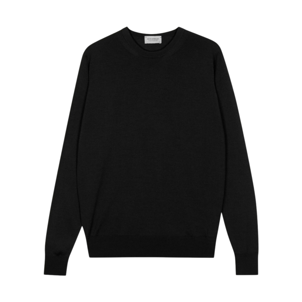 John Smedley Dillie Extra Fine Merino Wool Crewneck Sweater in Black
