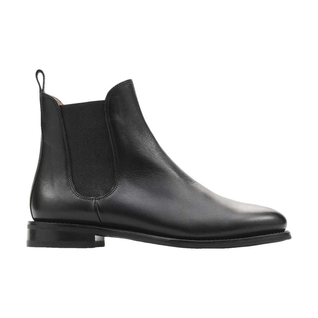 Lottusse Bridge black leather chelsea boot with a Goodyear welted rubber sole