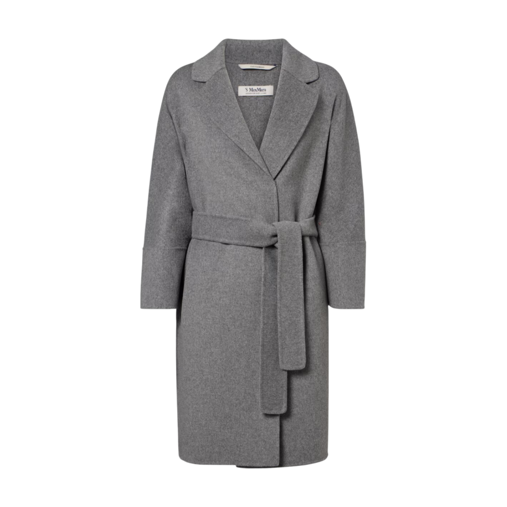 'S Max Mara Light Gray Virgin Wool Wrap Coat with Belt