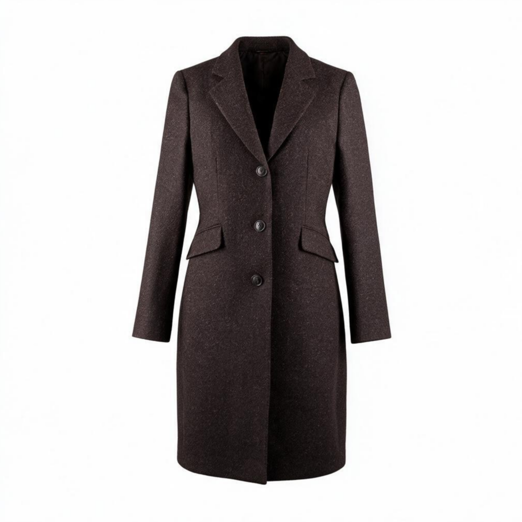 Walker Slater Dark Chocolate Brown Harris Tweed Single-Breasted Ethel Coat